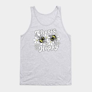 Lispe Choose 2 Bee Happy Bumblebees with Daisies Tank Top